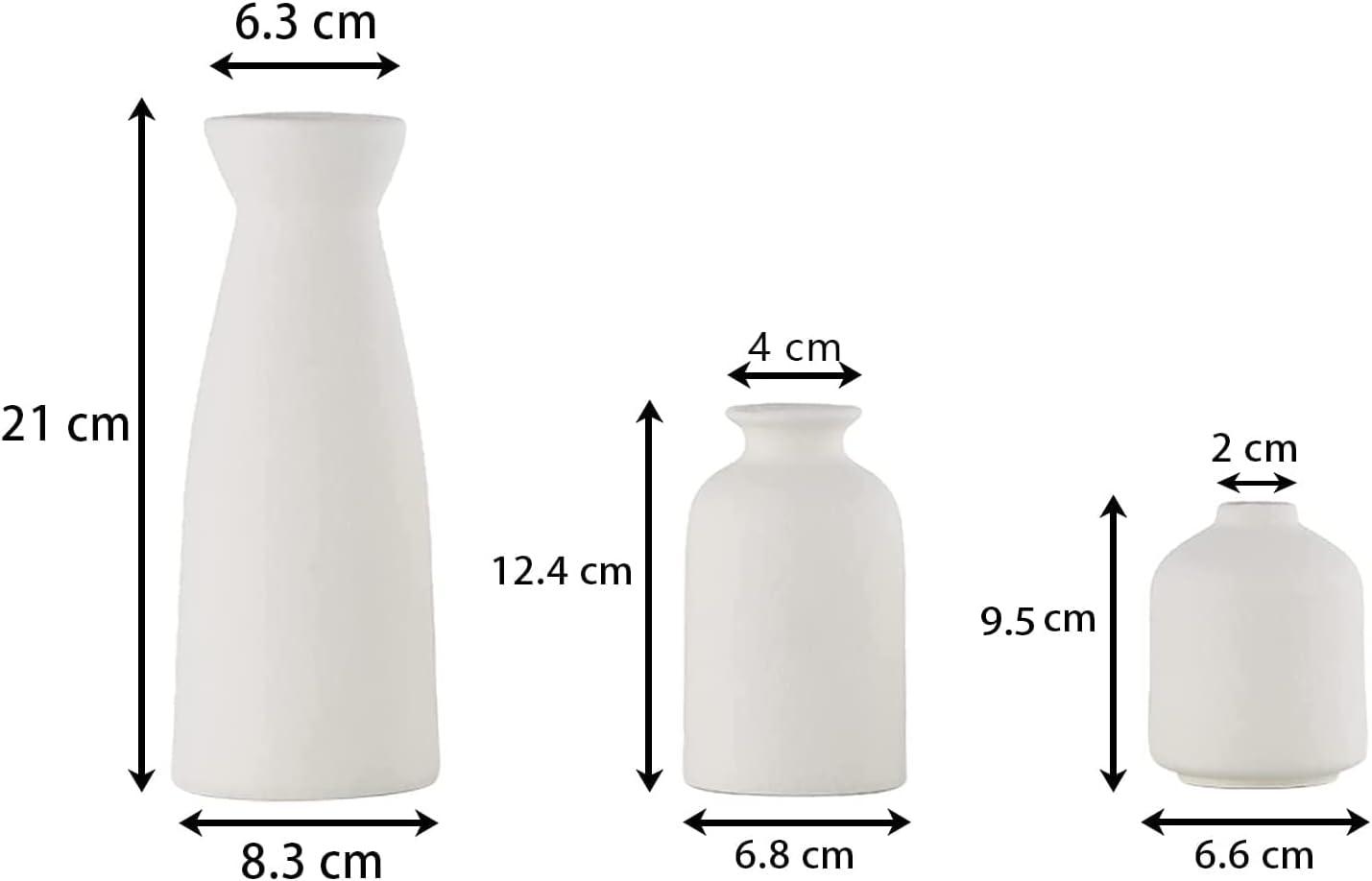 Ceramic Set of 3 Modern White Vases for Home Decor - Harrogates