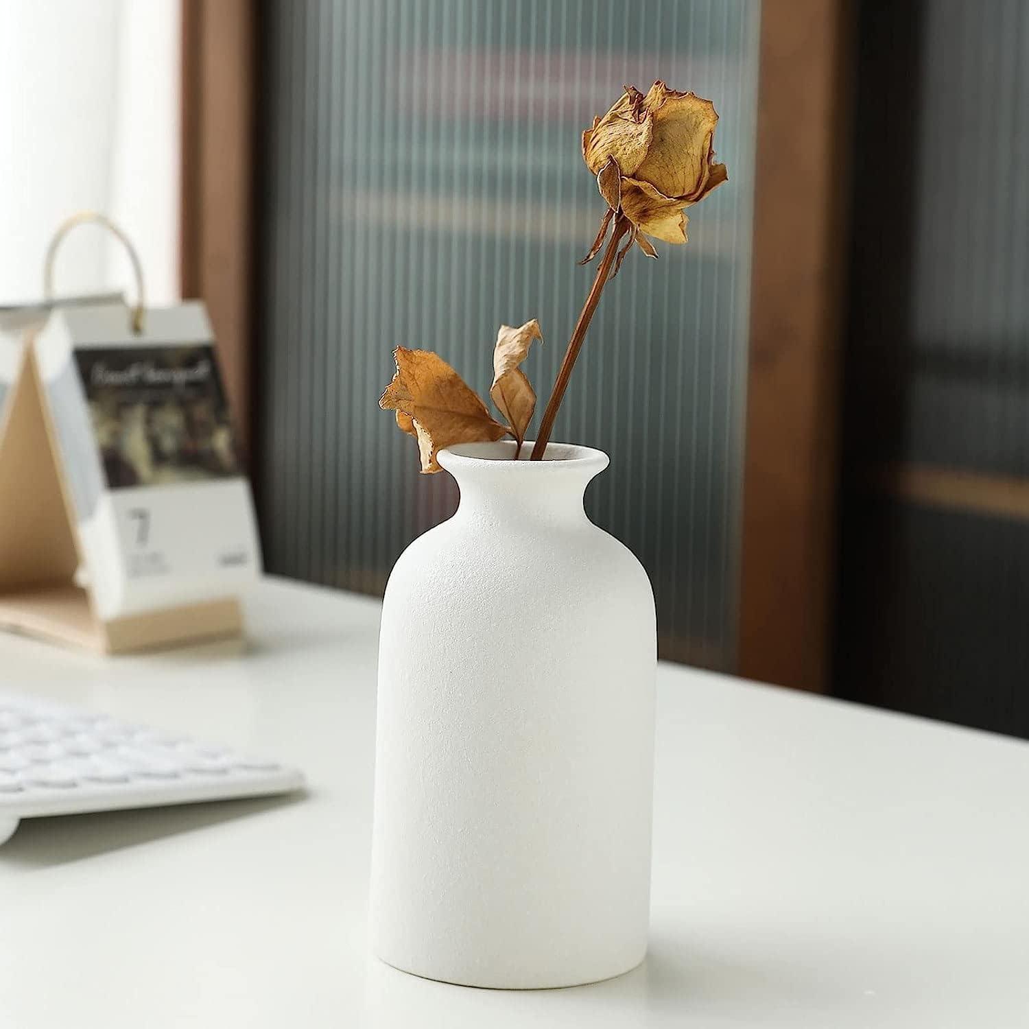 Ceramic Set of 3 Modern White Vases for Home Decor - Harrogates