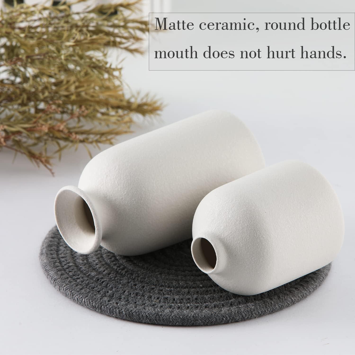 Ceramic Set of 3 Modern White Vases for Home Decor - Harrogates