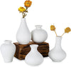 Ceramic Set of 5 White Vases for Home Decor