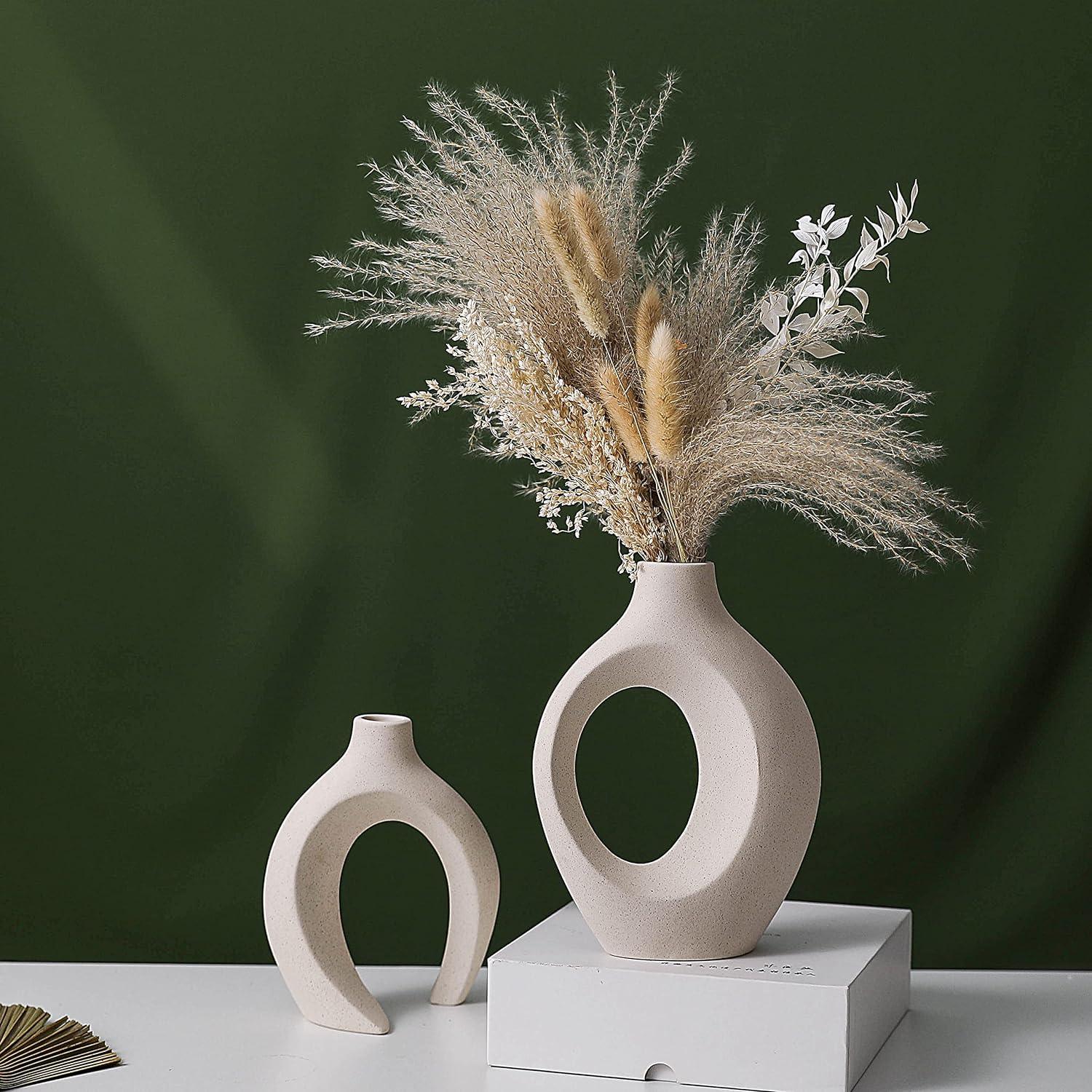 Ceramic Set of 2 Creative White Vases for Home Decor - Harrogates