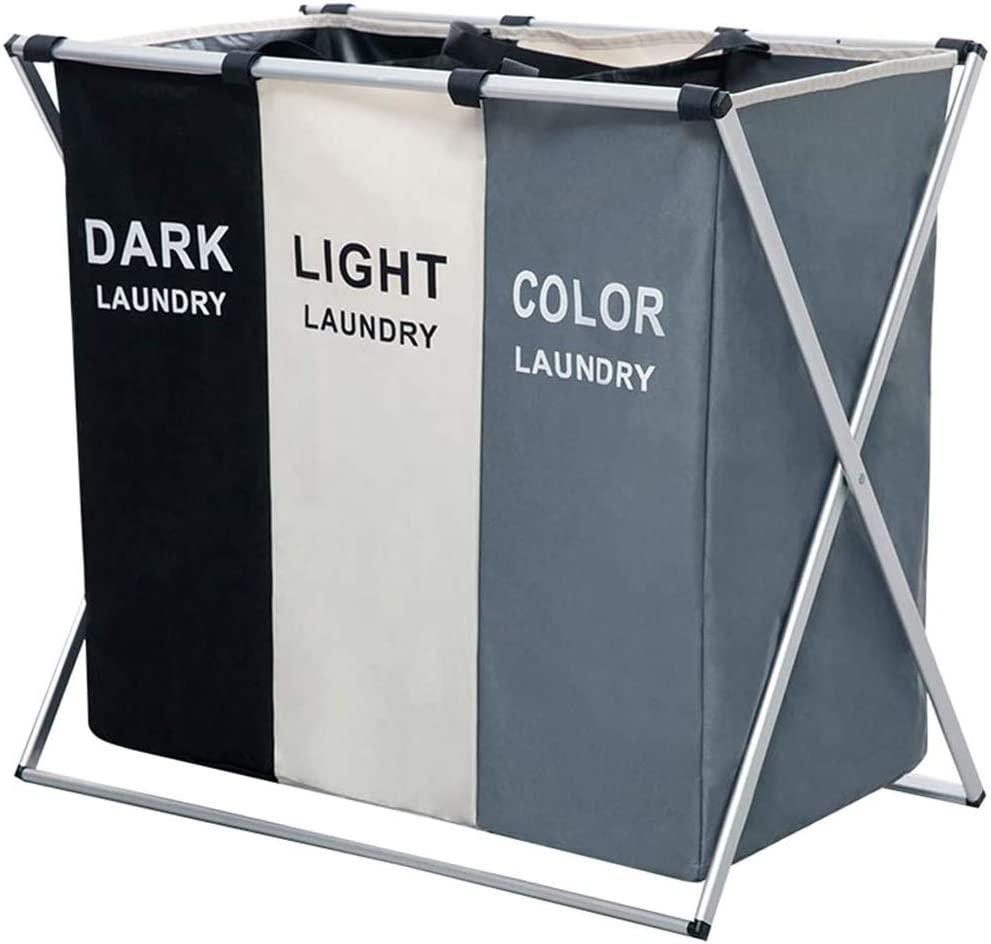 3 in 1 Large 135L Laundry Clothes Hamper Basket with Waterproof bags and Aluminum Frame (Multi) - Harrogates