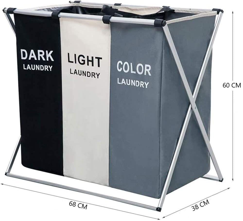 3 in 1 Large 135L Laundry Clothes Hamper Basket with Waterproof bags and Aluminum Frame (Multi) - Harrogates