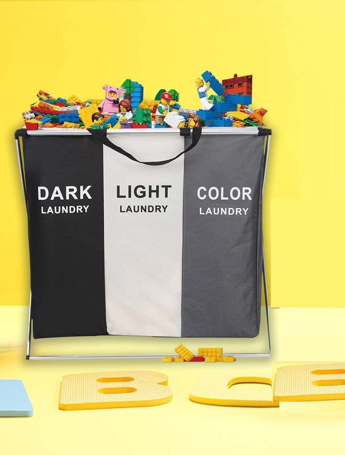 3 in 1 Large 135L Laundry Clothes Hamper Basket with Waterproof bags and Aluminum Frame (Multi) - Harrogates