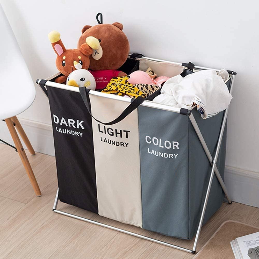3 in 1 Large 135L Laundry Clothes Hamper Basket with Waterproof bags and Aluminum Frame (Multi) - Harrogates