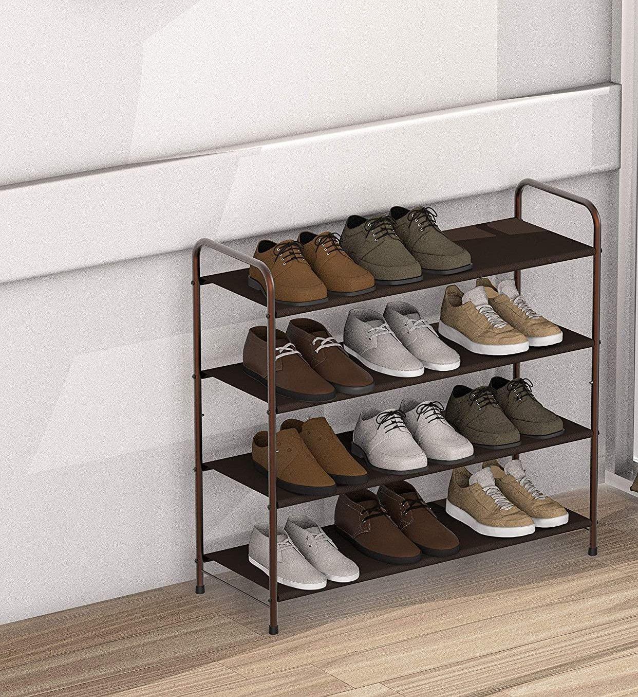 4 Tier Metal Shoe Rack Storage Organiser for Entryway and Bedroom - Harrogates