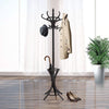 Brown Coat Rack with Stand Wooden Hat and 12 Hooks Hanger Walnut tree - Harrogates