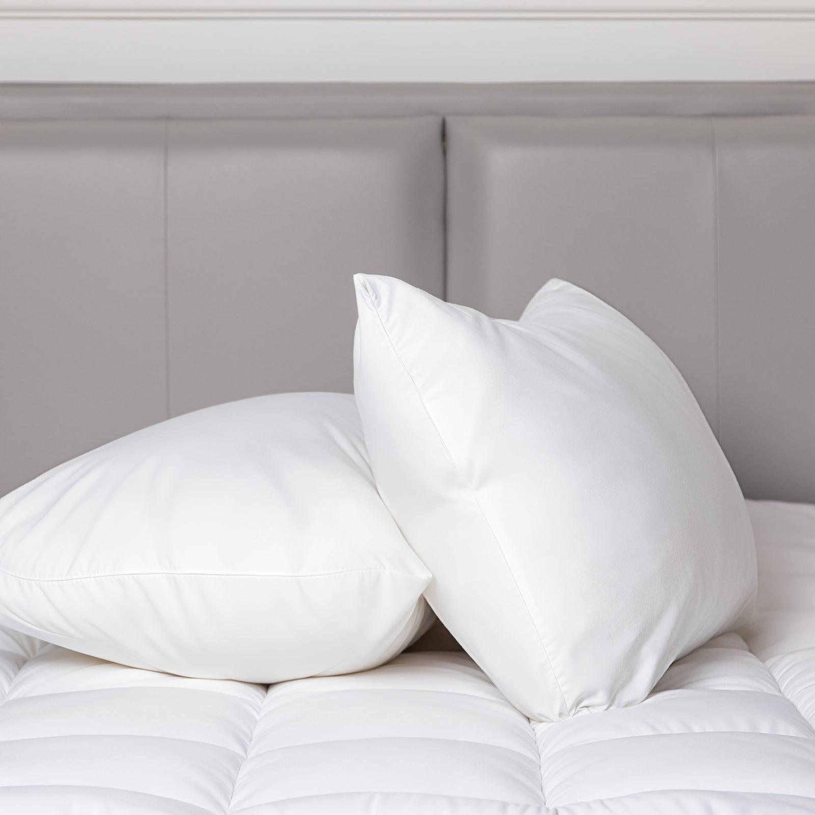 100 Percent Cotton Pillow Cover with 800g Poly Fill, Hypoallergenic, Antibacterial, and Cooling Technology 2 PK - Harrogates