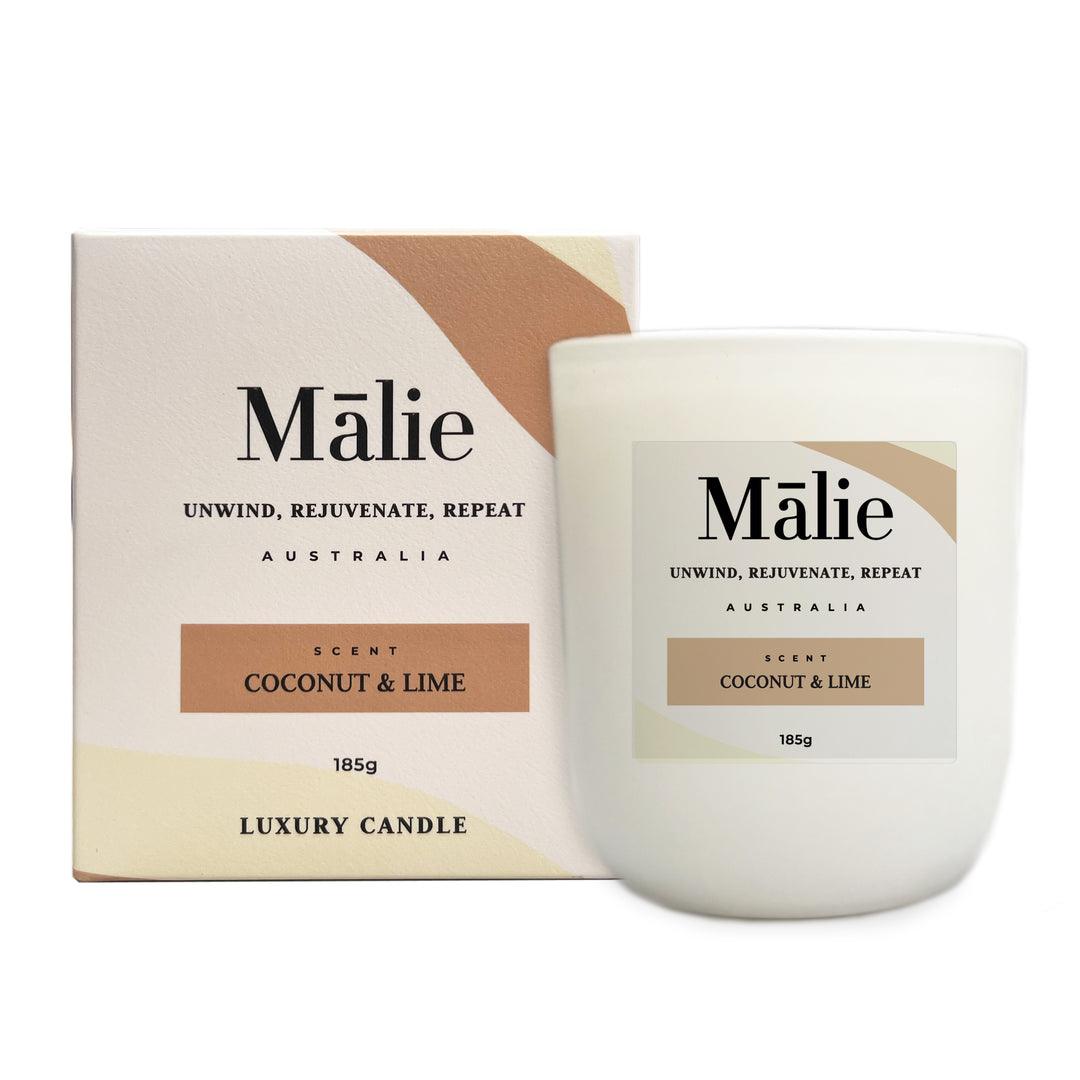 Coconut & Lime Luxury Soy Candle 185g - Malie - Harrogates