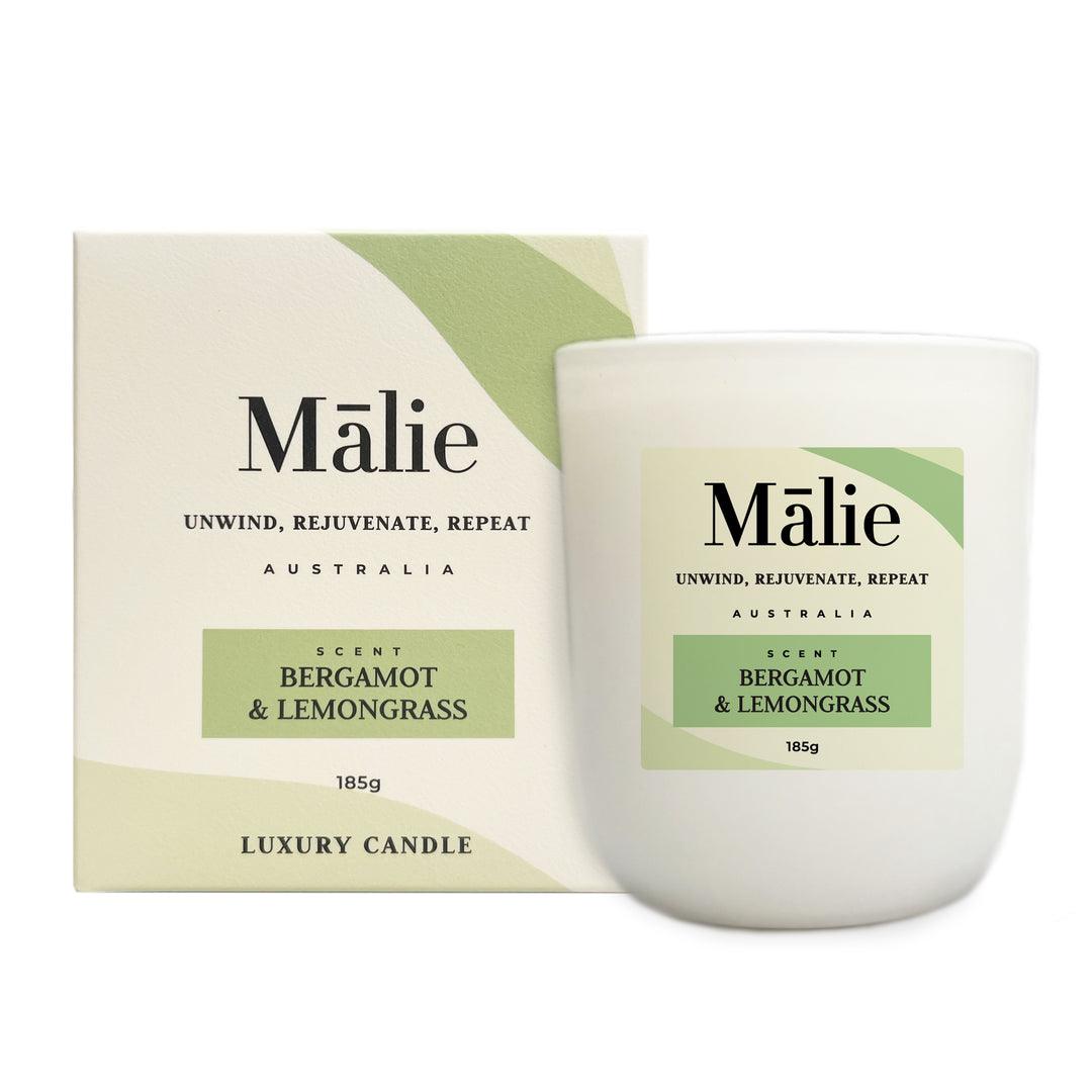 Bergamot & Lemongrass Luxury Soy Candle 185g - Malie - Harrogates