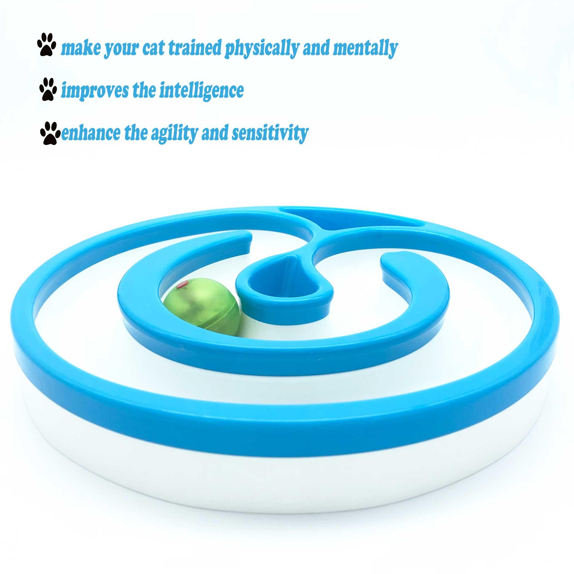 Interactive Cat Track Circle with LED Sound Light Rolling Ball - Chase Play Toy - Harrogates
