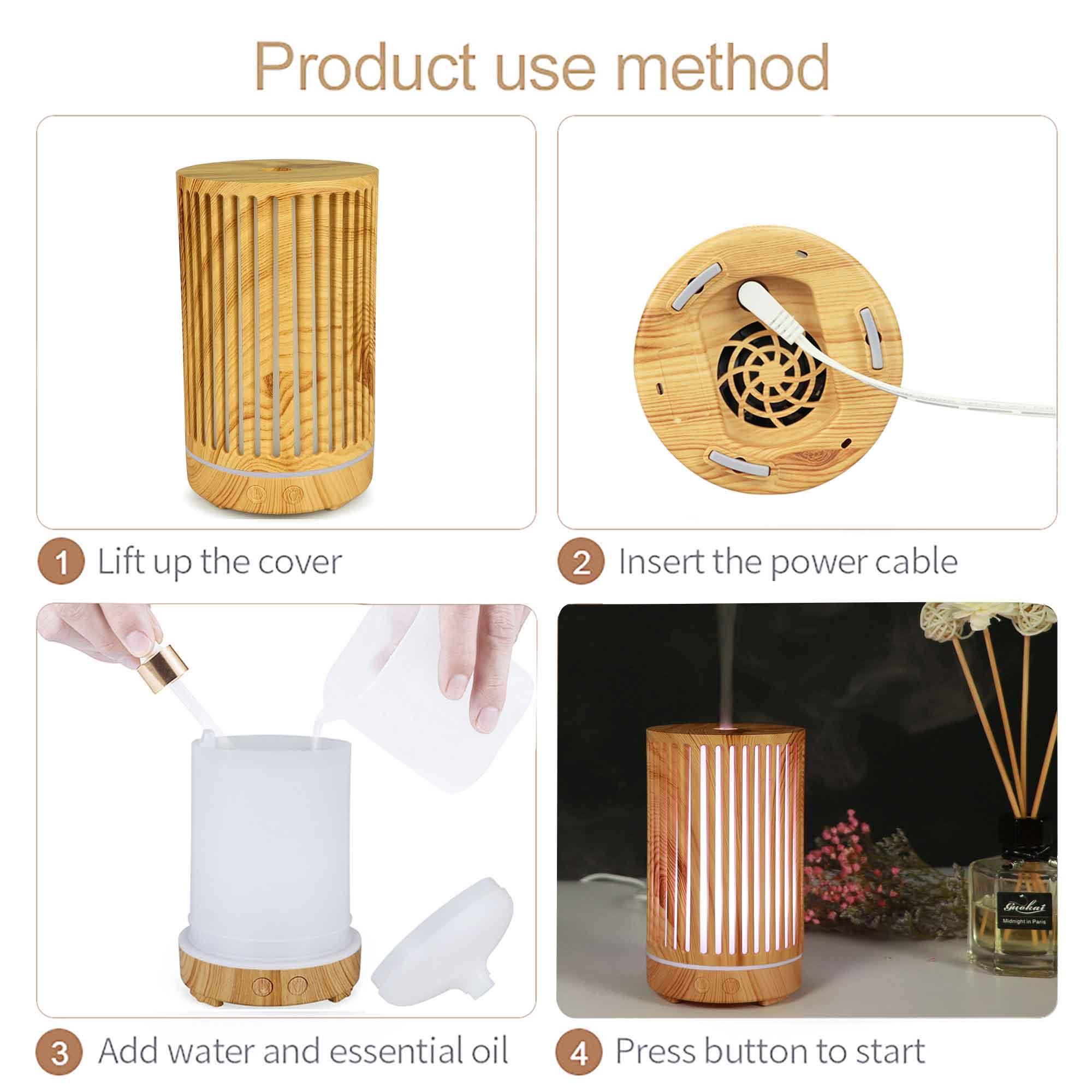 Essential Oil Aroma Diffuser - 200ml Remote Cylinder Aromatherapy Air Humidifier - Harrogates