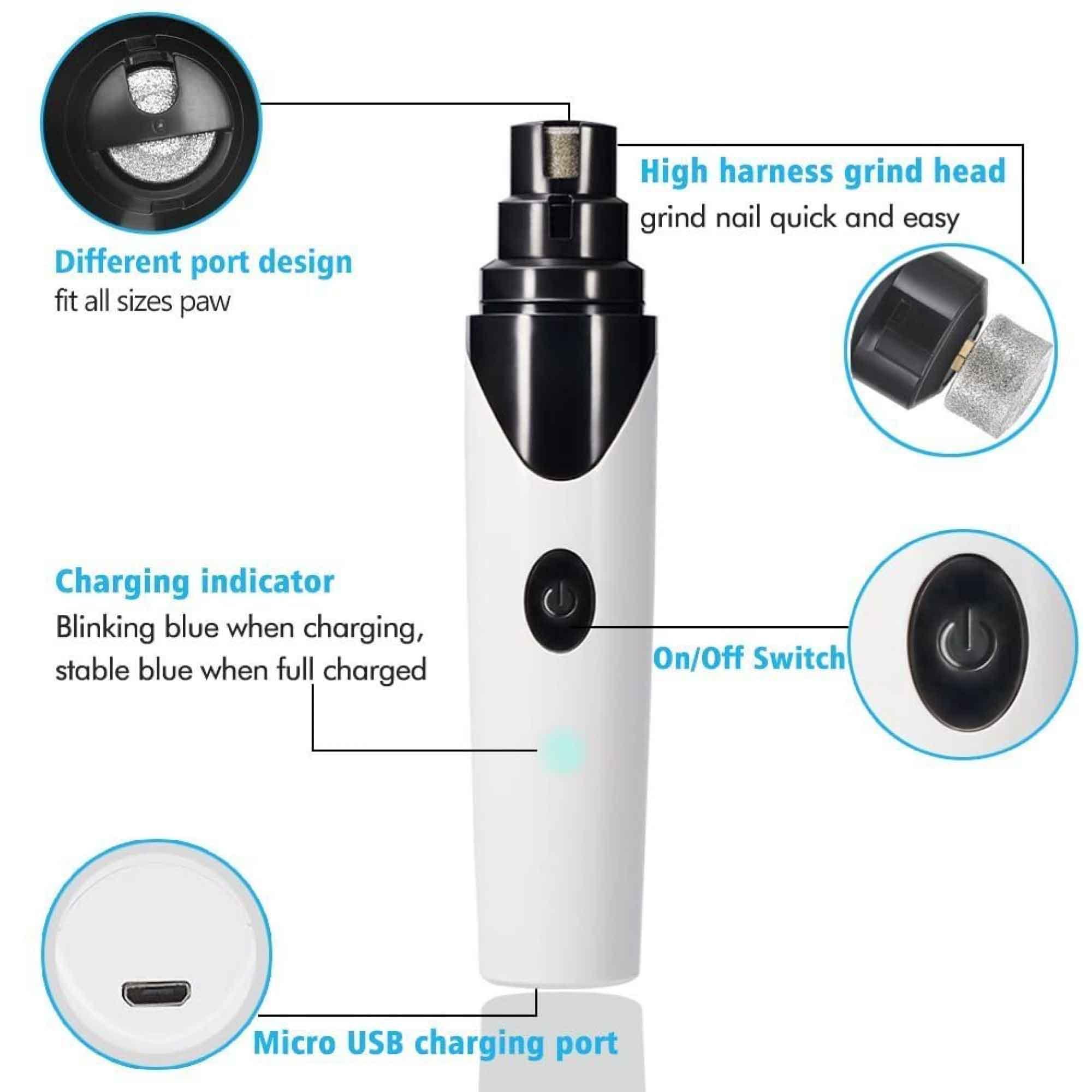 Pet Nail Grinder Dog Cat Electric Trimmer Rechargeable Clipper Claw Filer N8 - Harrogates