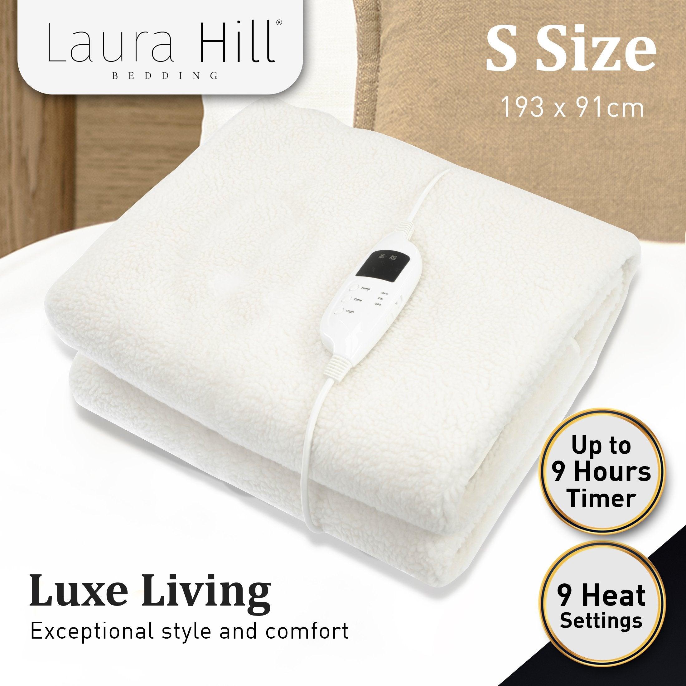 Laura Hill Heated Electric Blanket Fitted Fleece Underlay Throw Single - Harrogates