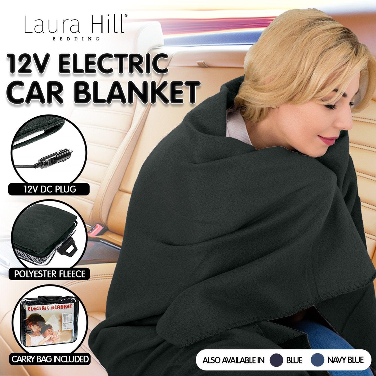 Laura Hill Heated Electric Car Blanket 150x110cm 12v - Black - Harrogates