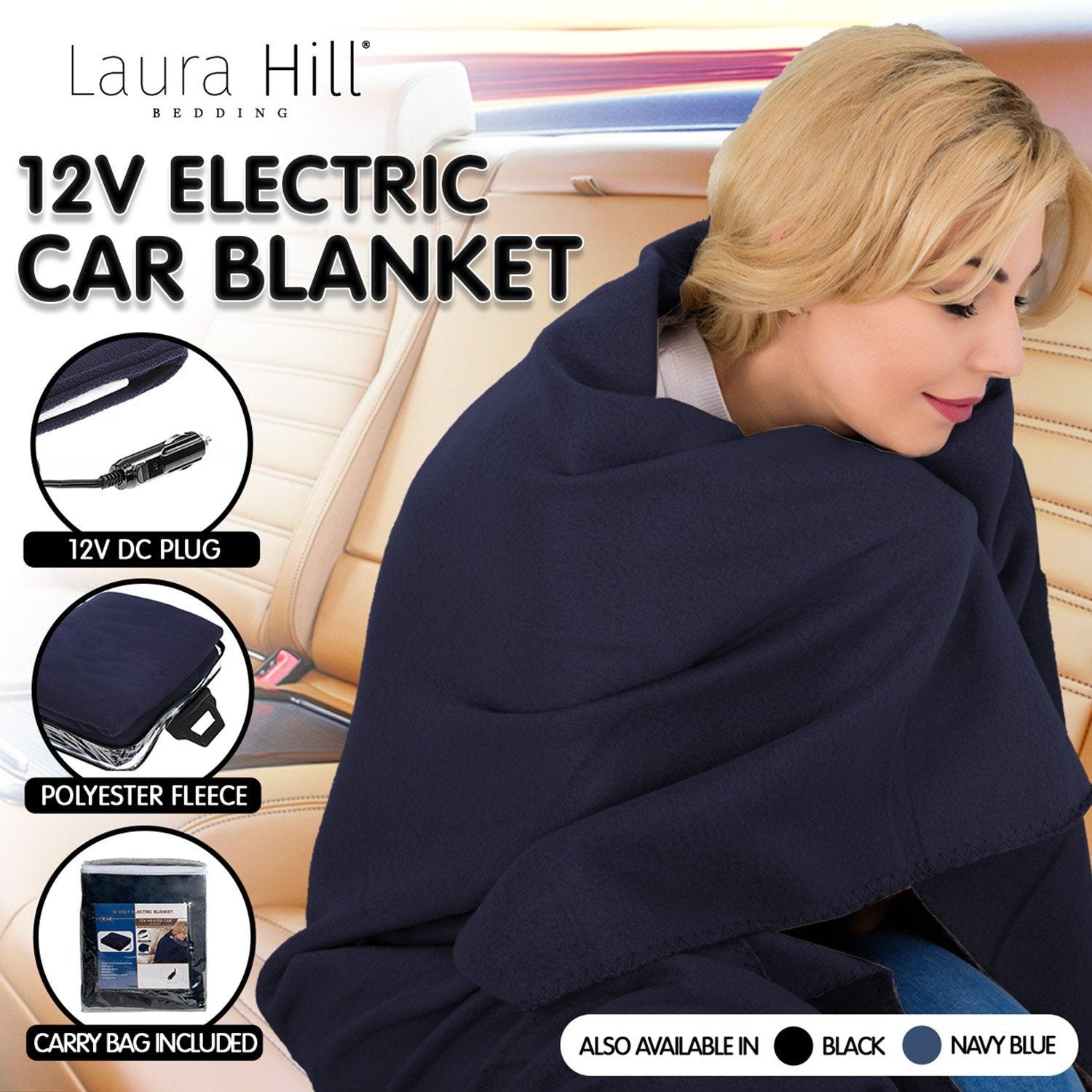 Laura Hill Heated Electric Car Blanket 150x110cm 12v - Blue - Harrogates