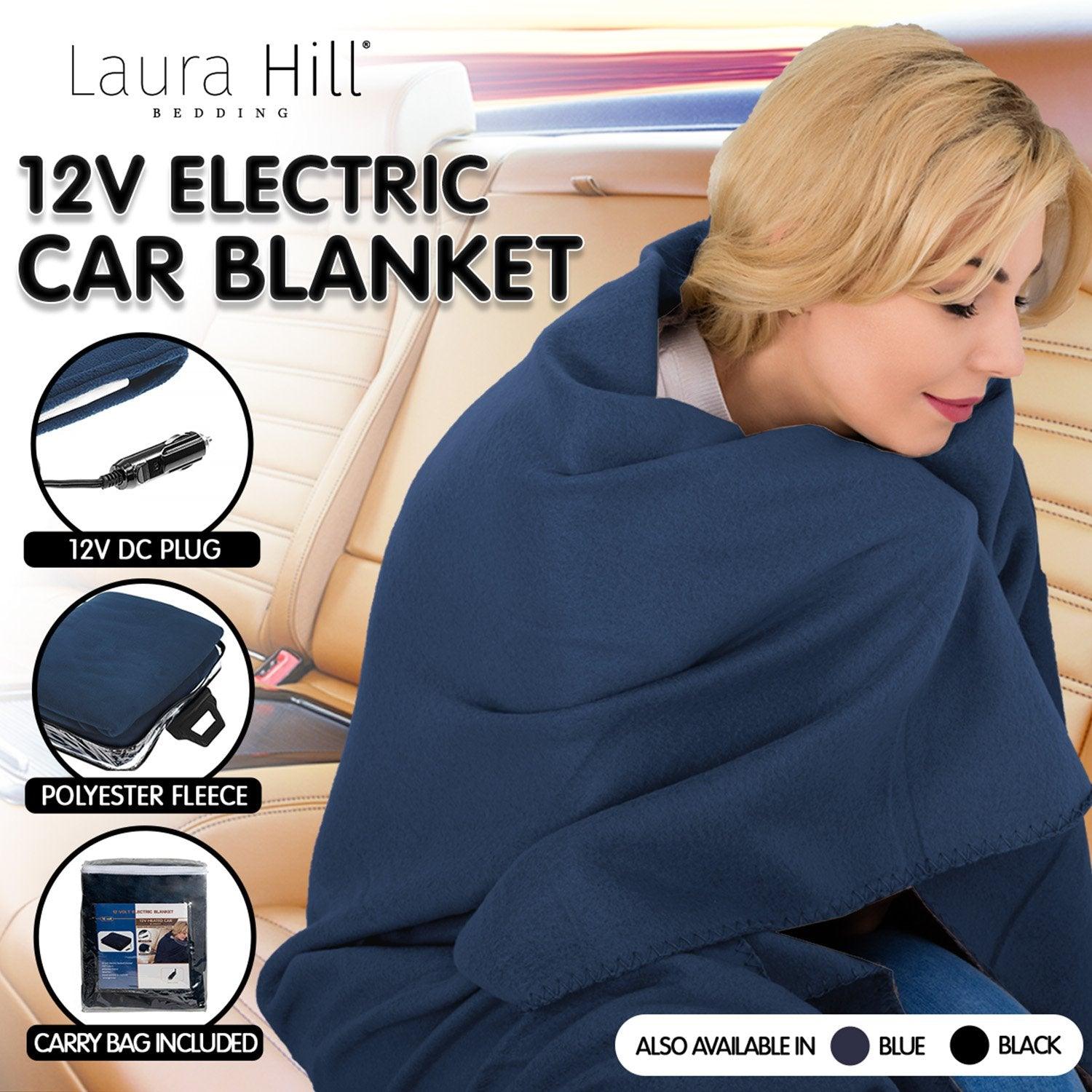 Laura Hill Heated Electric Car Blanket 150x110cm 12v - Navy Blue - Harrogates