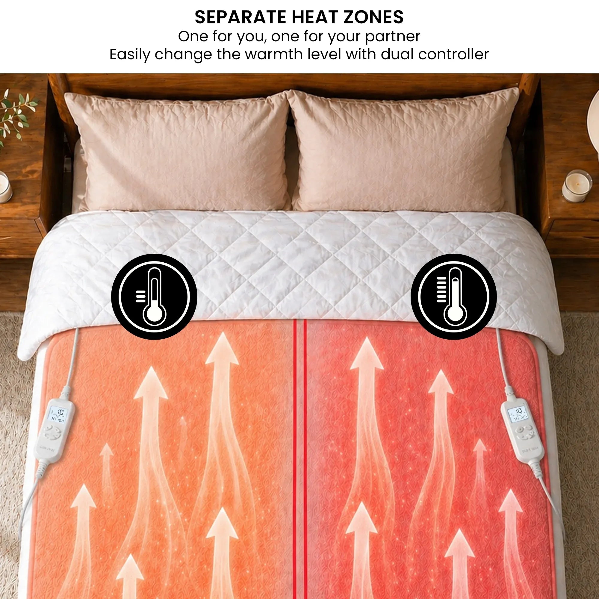 Laura Hill Electronic Fleecy Electric Blanket Heated Fitted Queen Size Bed Safety 9 Levels