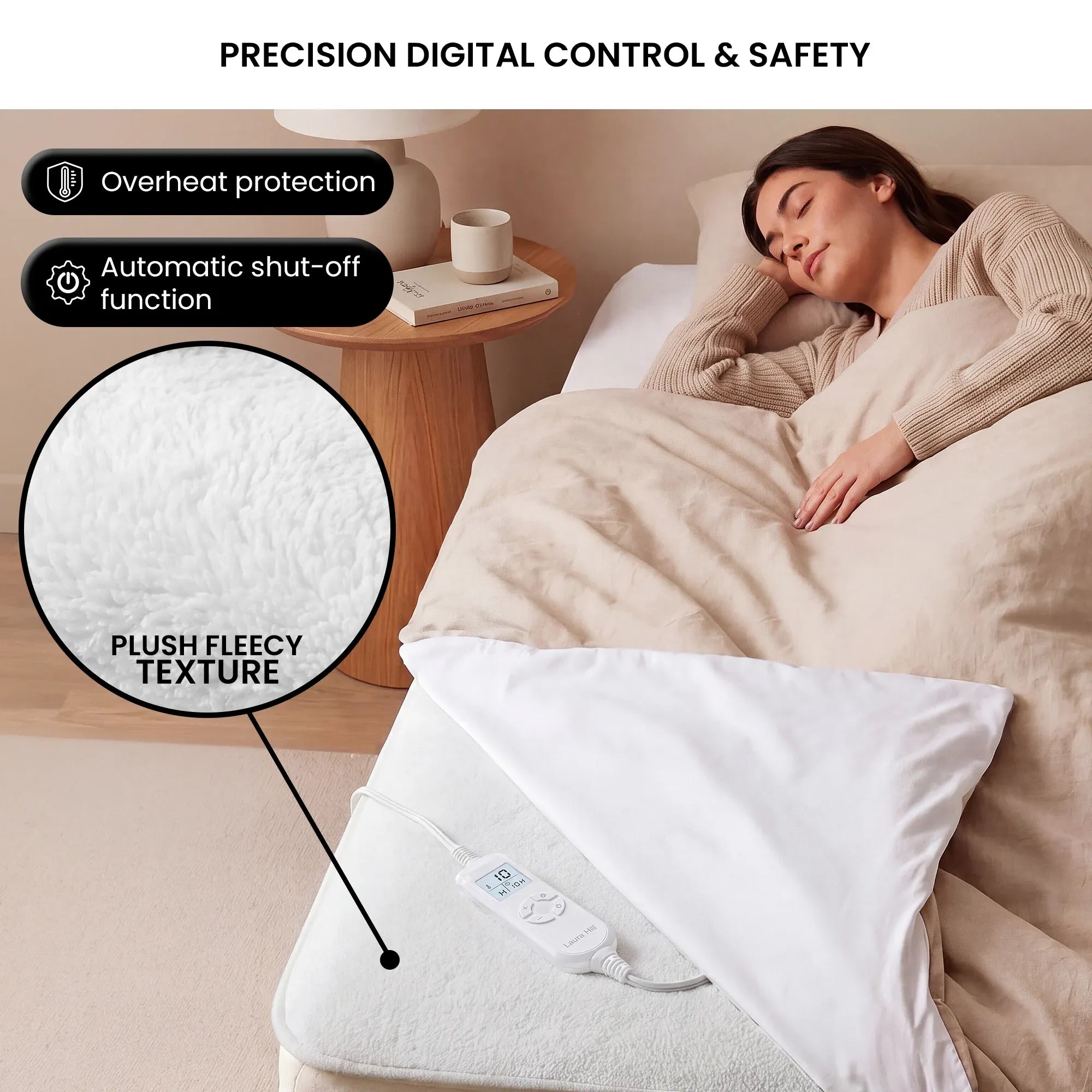 Laura Hill Electric Blanket Heated Fitted King Size Bed Safety 9 Heat Levels