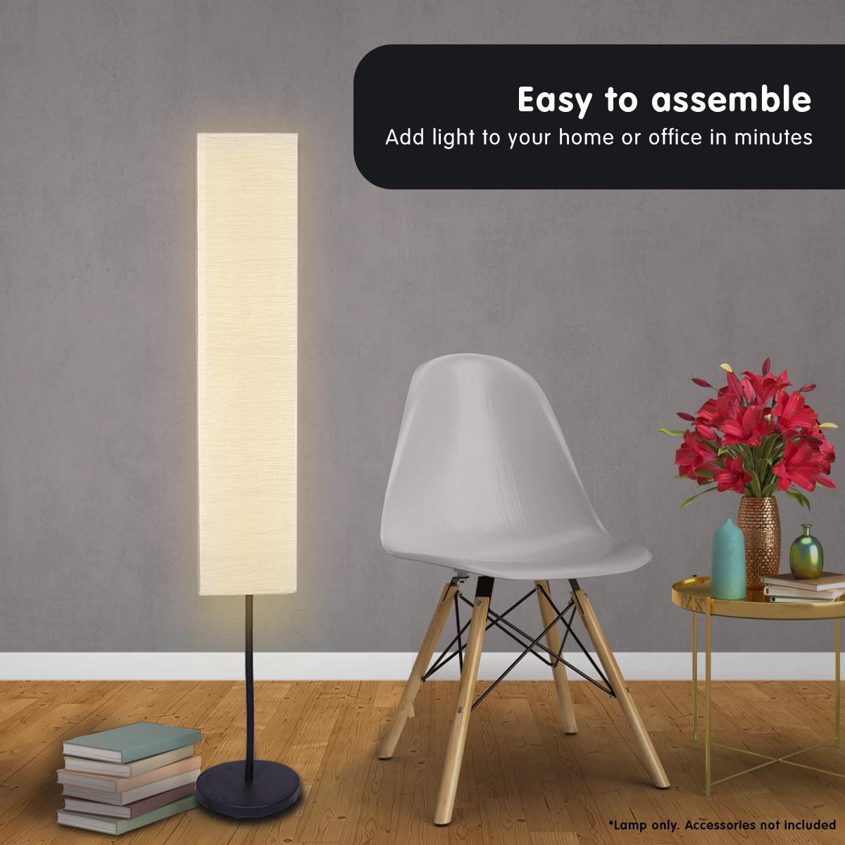 Sarantino Metal Floor Lamp with White Paper Wrinkle Shade Light Stand - Harrogates