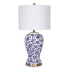 Sarantino Table Lamp Ceramic Floral Base Cotton Drum Shade - Harrogates