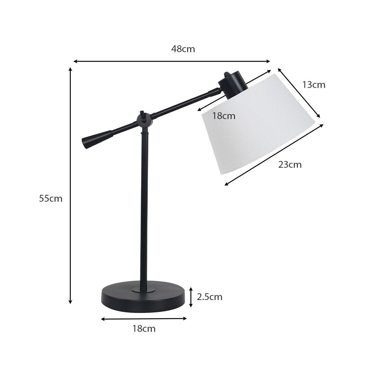 Sarantino Adjustable Metal Table Lamp In Black - Harrogates