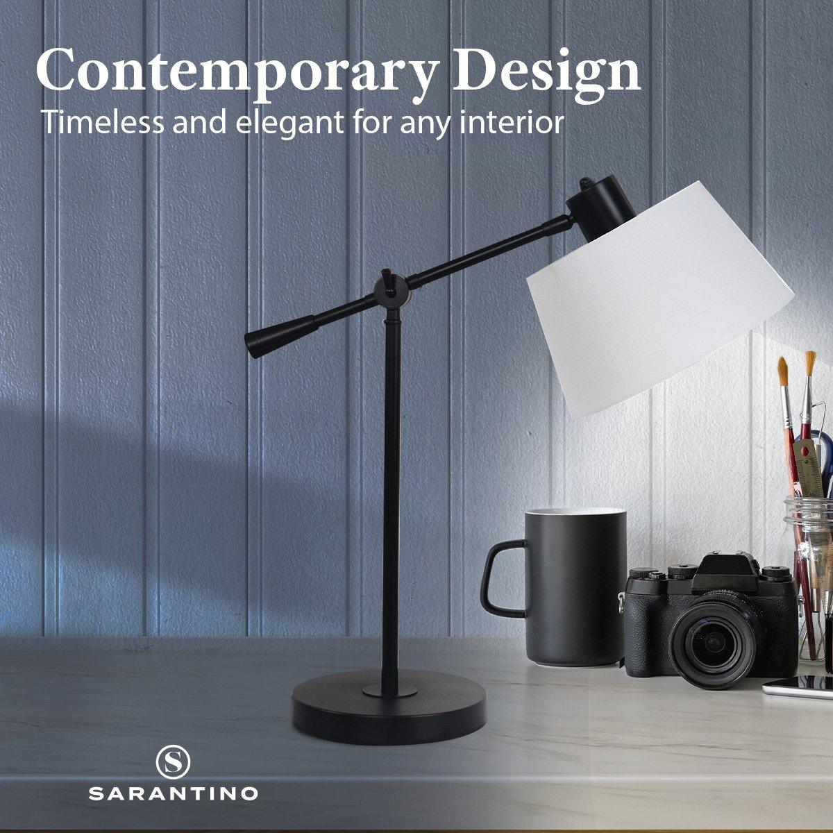Sarantino Adjustable Metal Table Lamp In Black - Harrogates