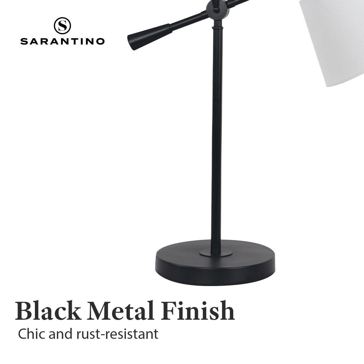 Sarantino Adjustable Metal Table Lamp In Black - Harrogates
