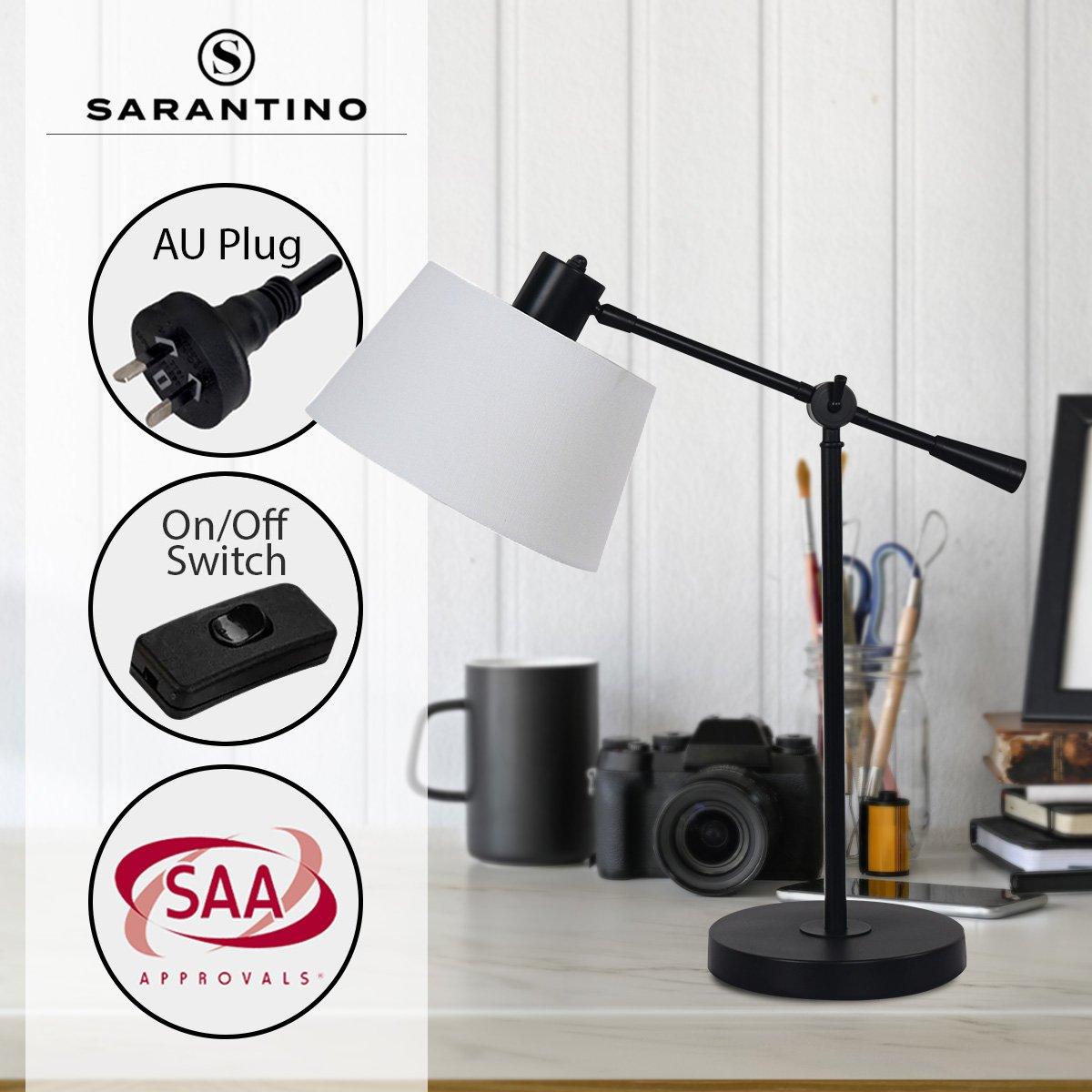 Sarantino Adjustable Metal Table Lamp In Black - Harrogates