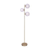 Sarantino 3-Light Gold Metal Floor Lamp with Glass Shades - Harrogates