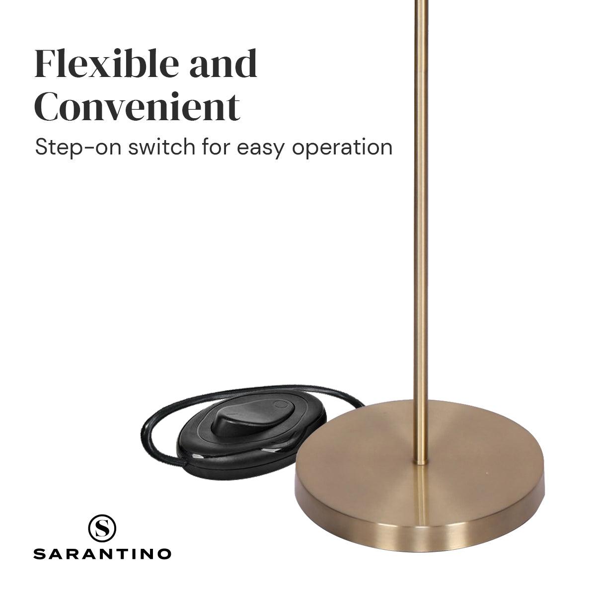 Sarantino 3-Light Gold Metal Floor Lamp with Glass Shades - Harrogates