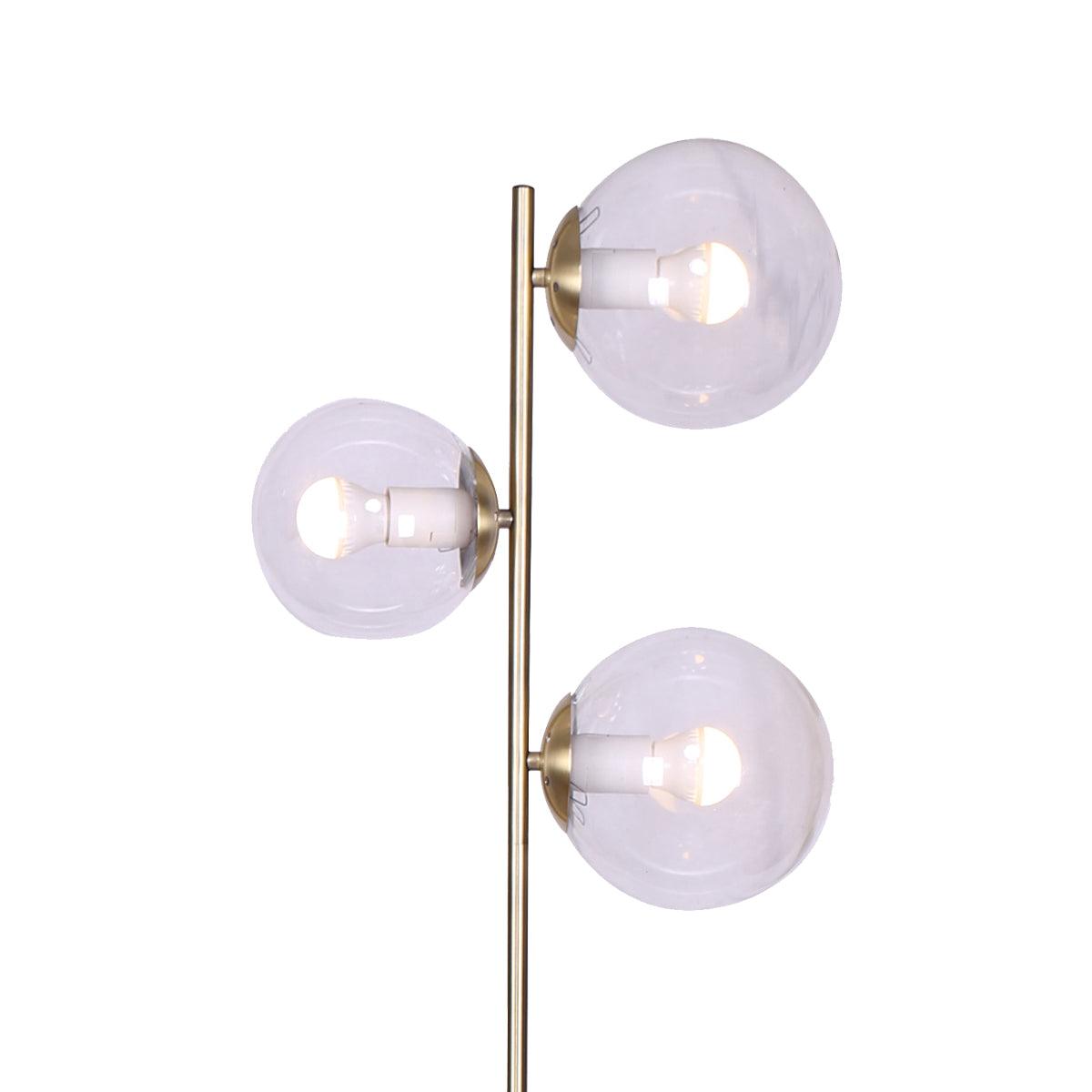Sarantino 3-Light Gold Metal Floor Lamp with Glass Shades - Harrogates