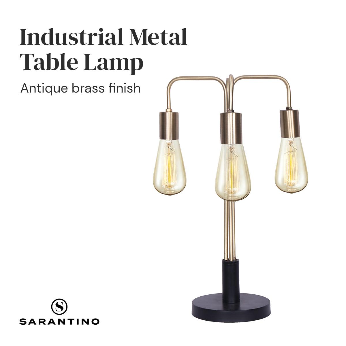 Sarantino Exposed Bulb Industrial Table Lamp - Harrogates