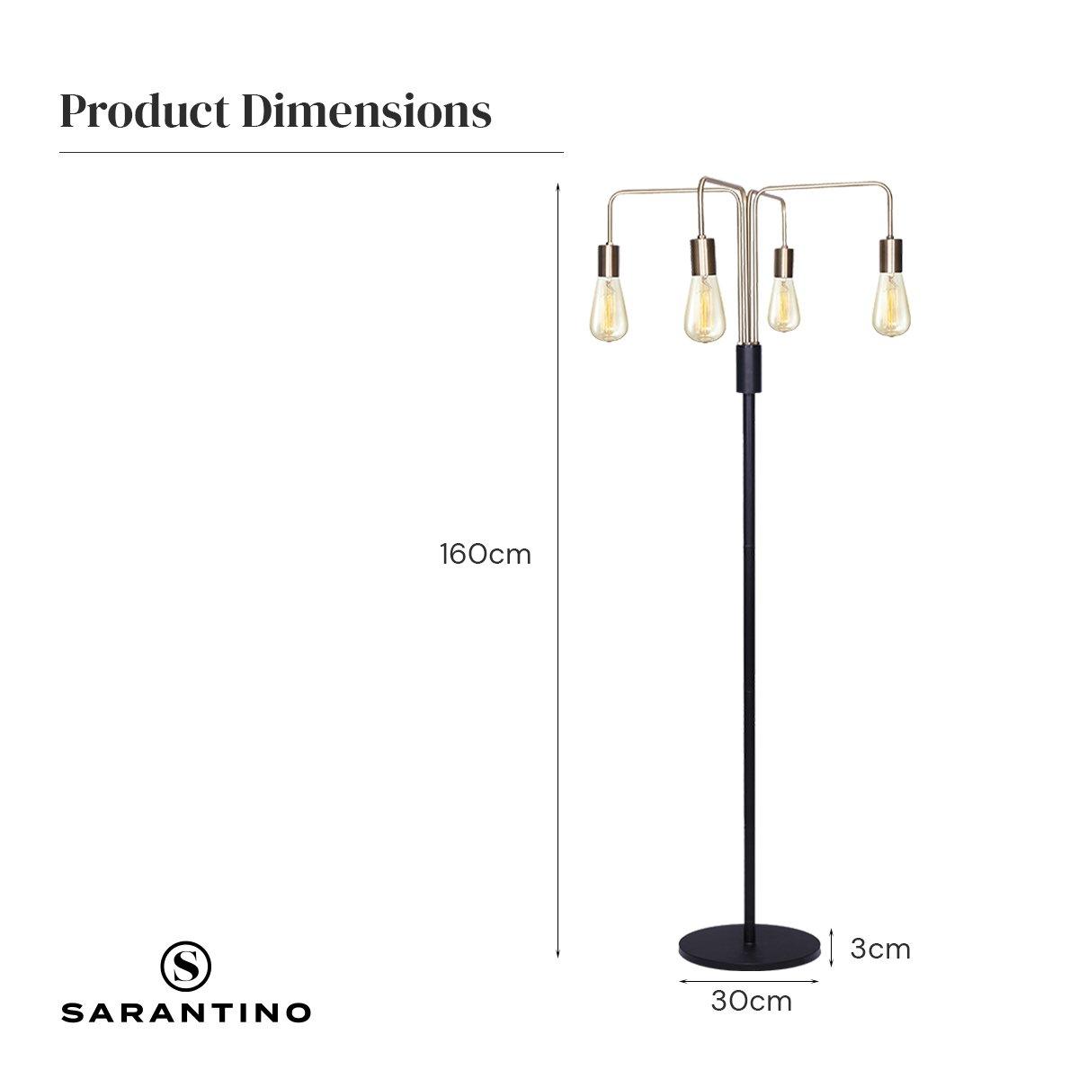 Sarantino Modern Exposed Bulb 4-Arm Industrial Light Floor Lamp - Harrogates