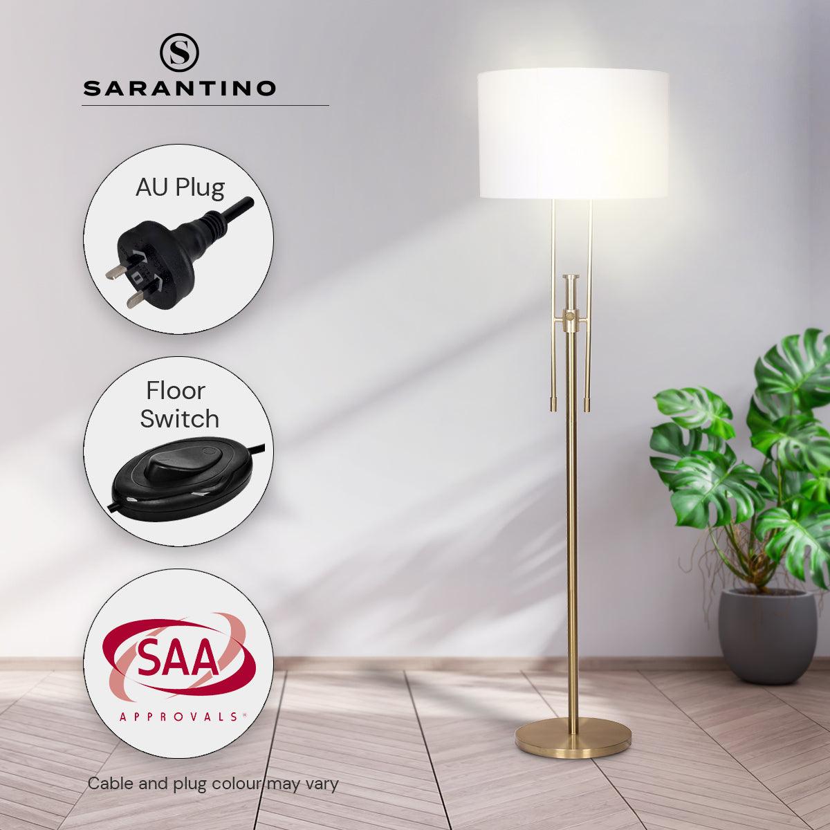 Sarantino Brushed Gold Height-Adjustable Metal Floor Lamp - Harrogates