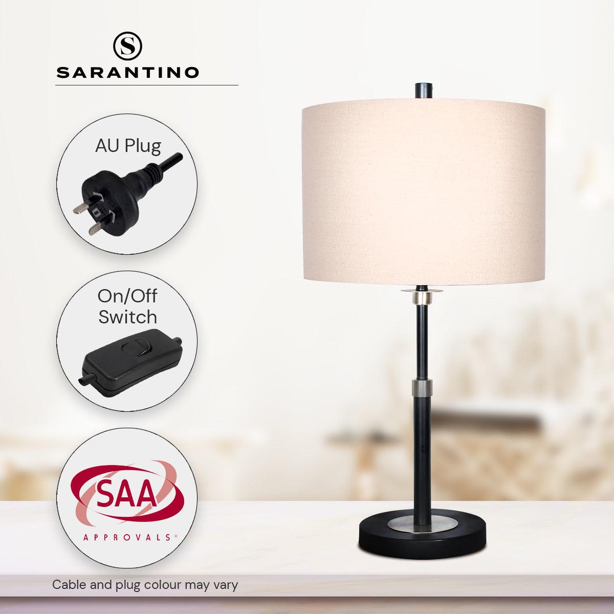 Sarantino Metal Table Lamp with Linen Drum Shade - Harrogates