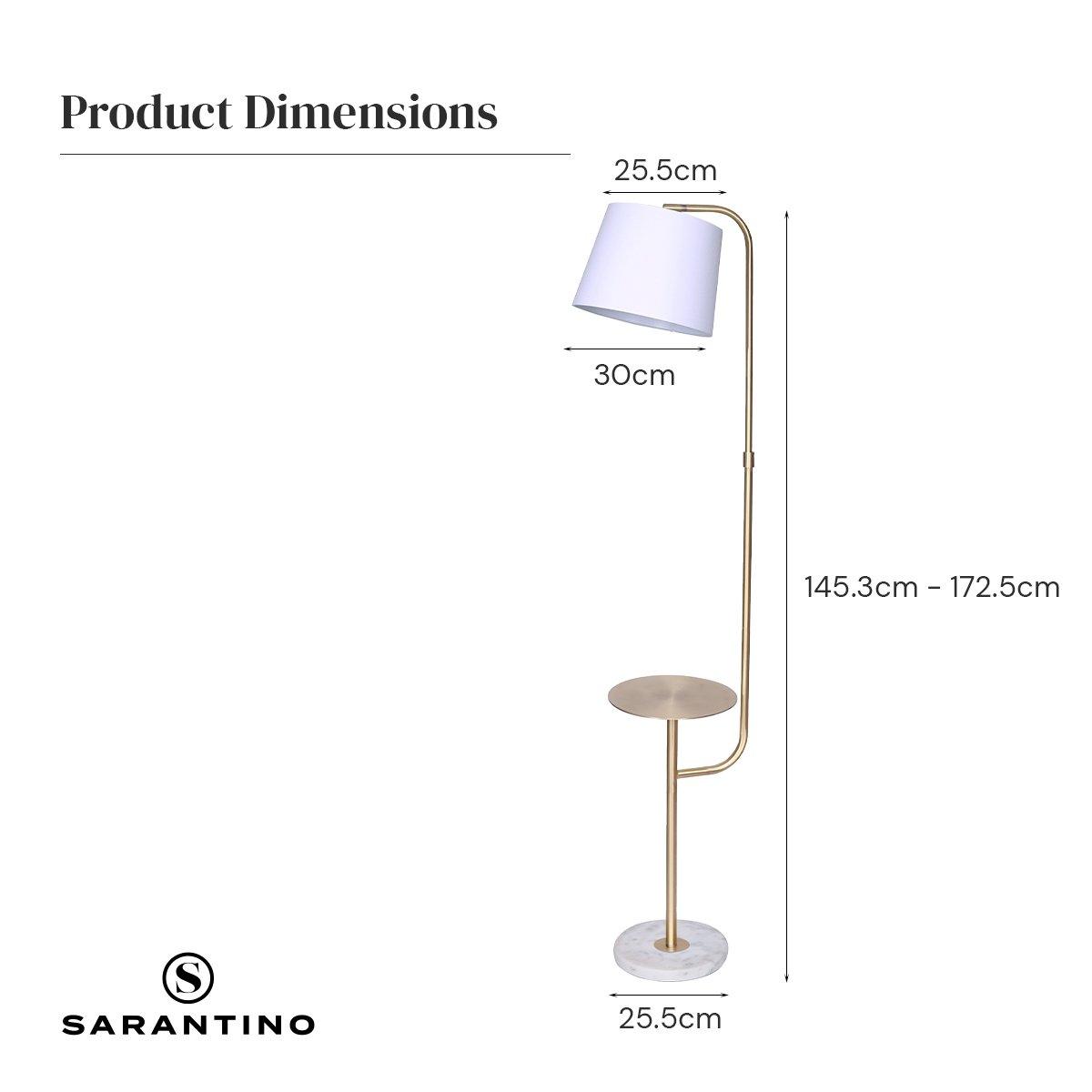 Sarantino Marble & Metal End Table Top Floor Lamp - Harrogates