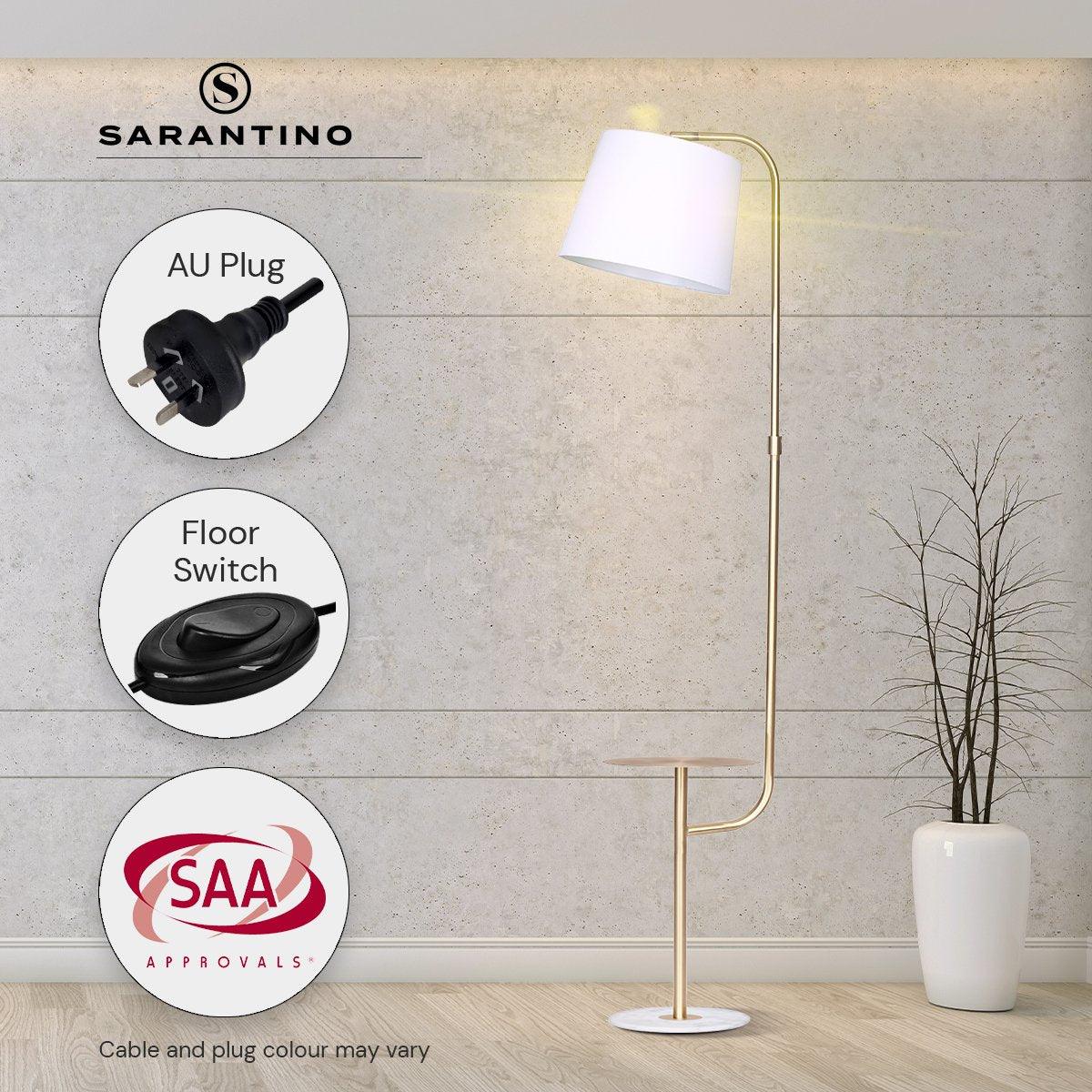 Sarantino Marble & Metal End Table Top Floor Lamp - Harrogates