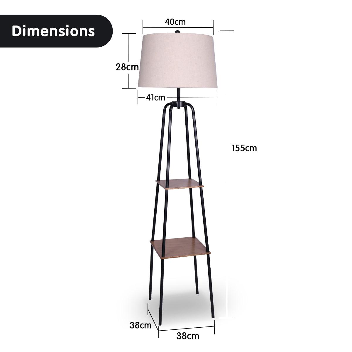Sarantino Metal Etagere Floor Lamp Shade Metal Shelf in Wood Finish - Harrogates