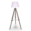 Sarantino Solid Wood Tripod Floor Lamp Adjustable Height White Shade - Harrogates