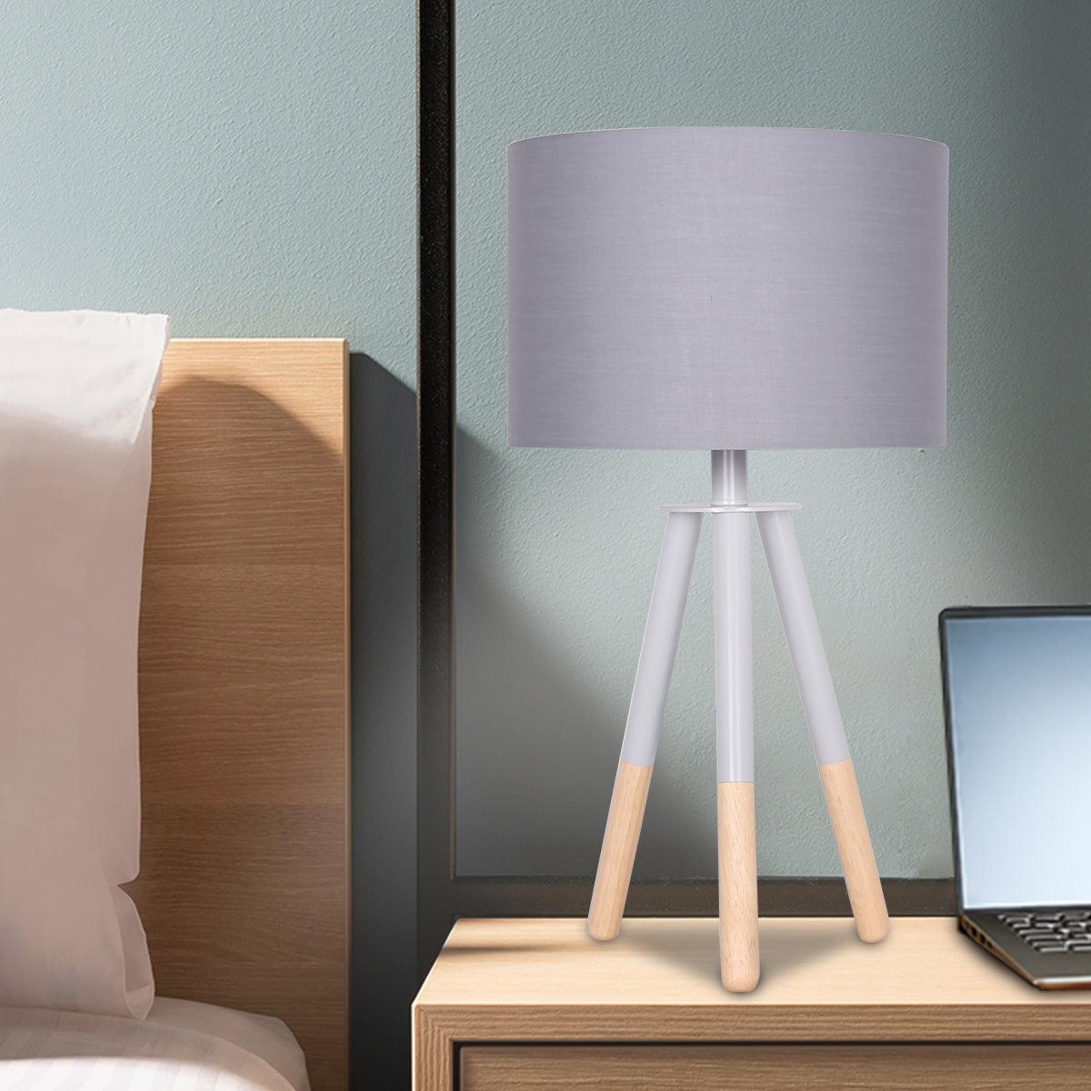 Sarantino Tripod Desk Lamp in Metal & Wood Nordic Minimalist Light - Harrogates