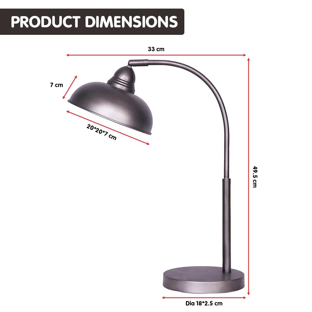 Sarantino Table Lamp Industrial Chic Adjustable Angle - Dark Grey - Harrogates