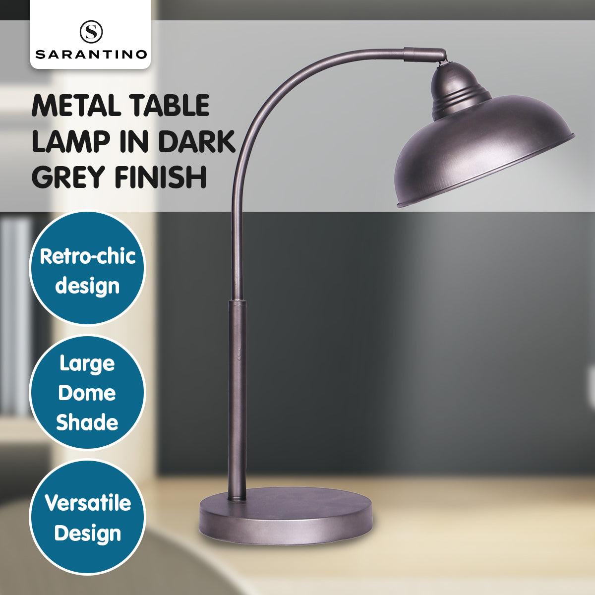 Sarantino Table Lamp Industrial Chic Adjustable Angle - Dark Grey - Harrogates