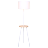 Sarantino Metal Tripod Floor Lamp Shade with Wooden Table Shelf - Harrogates