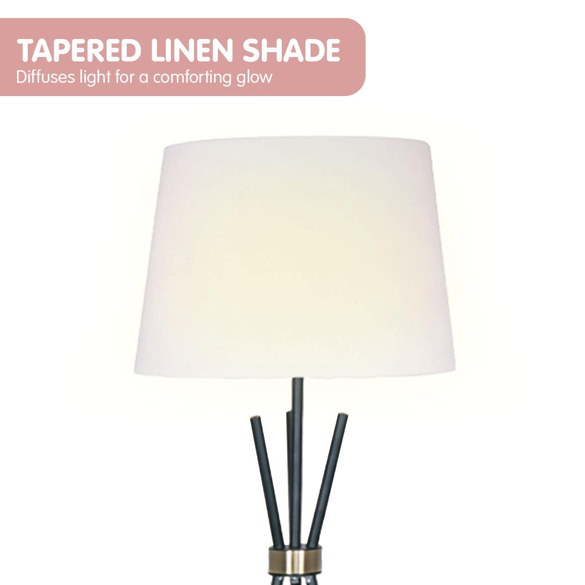 Sarantino Tripod Floor Lamp in Metal and Antique Brass - Harrogates