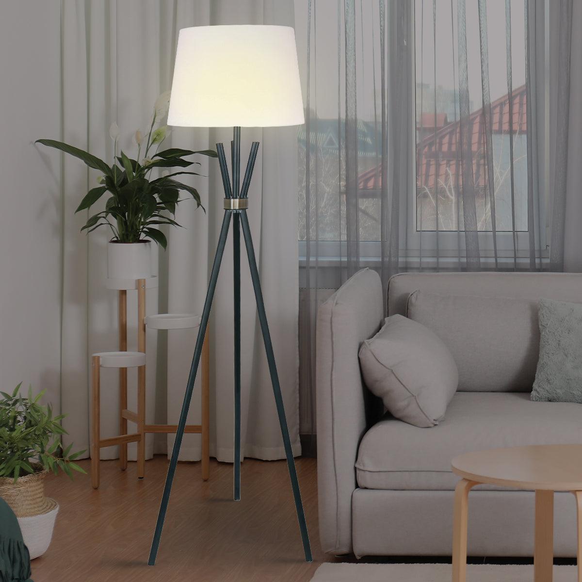 Sarantino Tripod Floor Lamp in Metal and Antique Brass - Harrogates