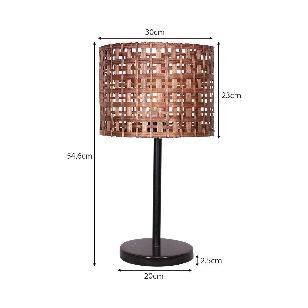 Sarantino Rattan Desk Lamp With Black Marble Base - Harrogates