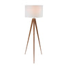 Sarantino Metal Tripod Floor Spot Lamp Shade Drum in Wooden Finish - Harrogates