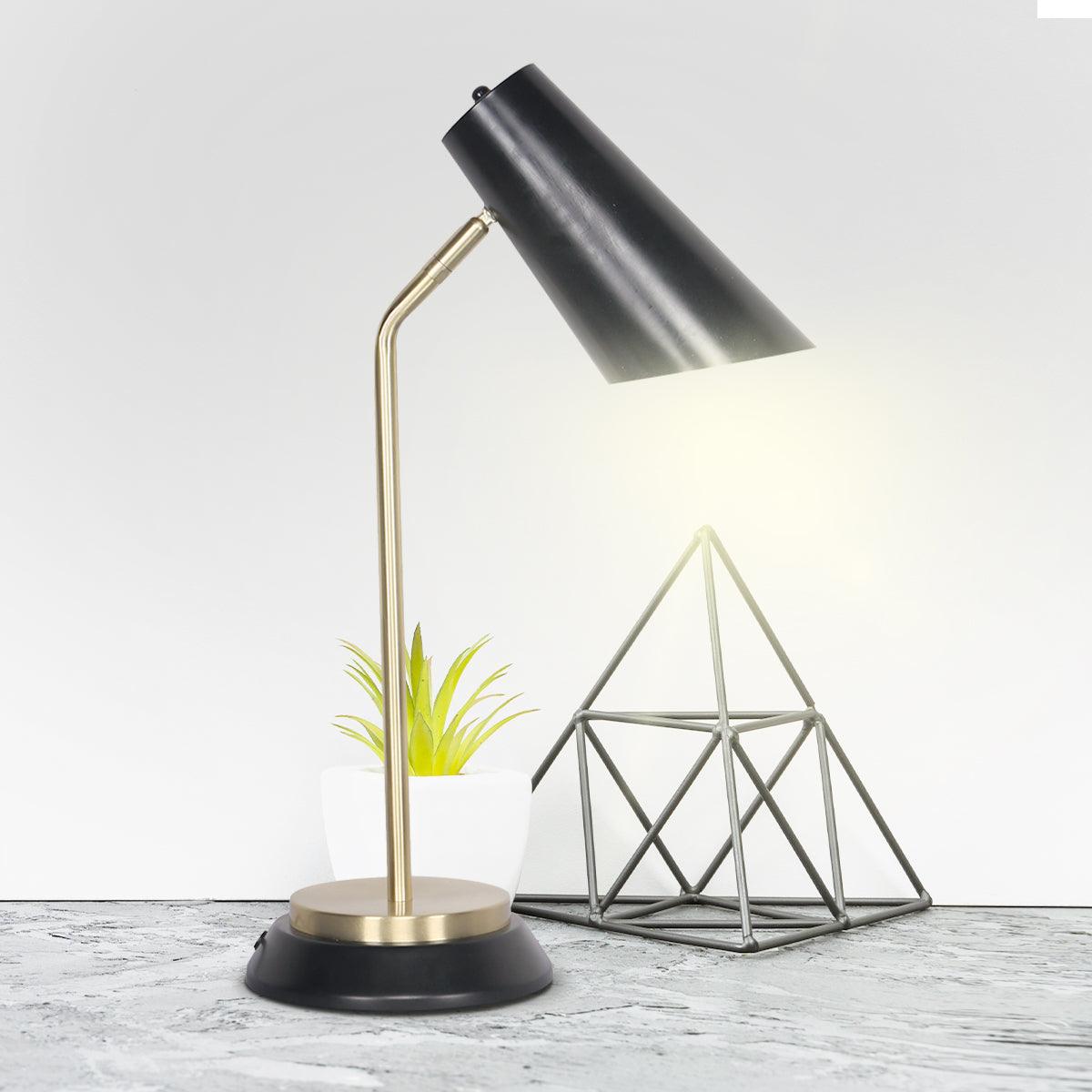 Sarantino Electric Reading Light Table Lamp Brass Finish - Black - Harrogates