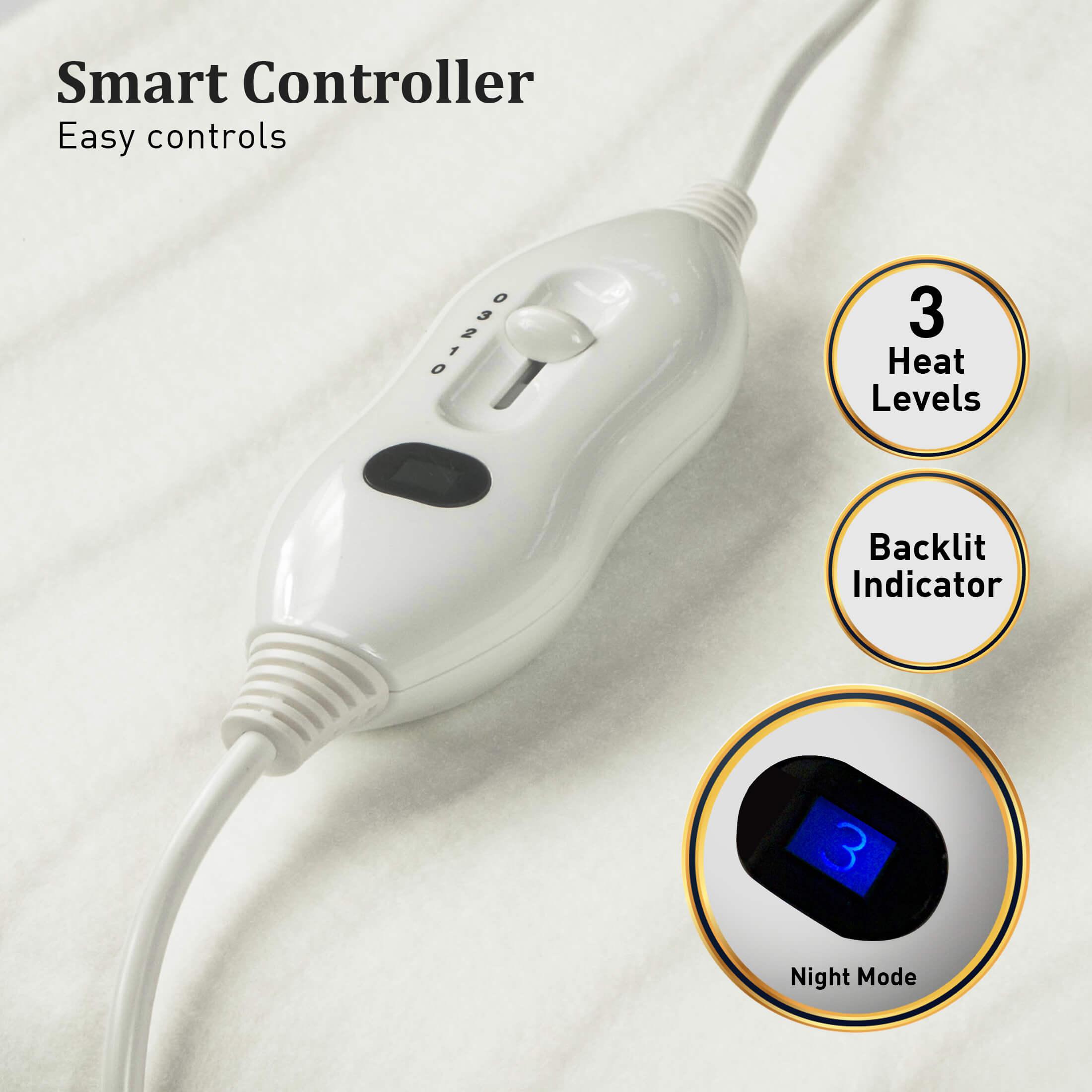 Laura Hill Electric Blanket Queen Size Fitted Underlay Winter Throw - White - Harrogates